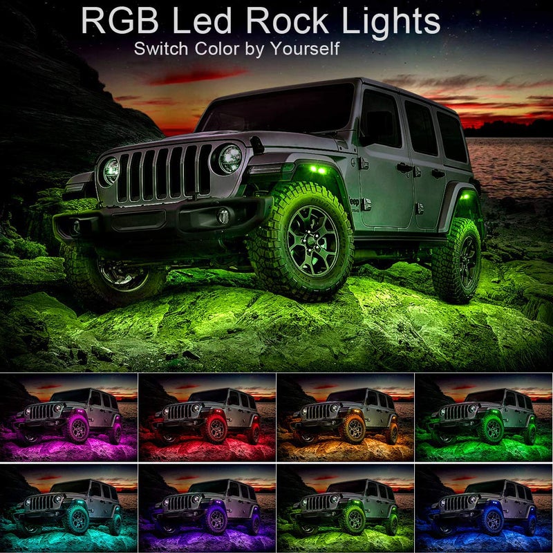 OPP ULITE RGB Rock Lights 6Pods, Multicolor Neon Accent Underglow Lighting Kit, APP Control Music Mode for Jeep Offroad Pickup Trucks UTV SUV Motorcycle, Waterproof Led Exterior Light - Image 2